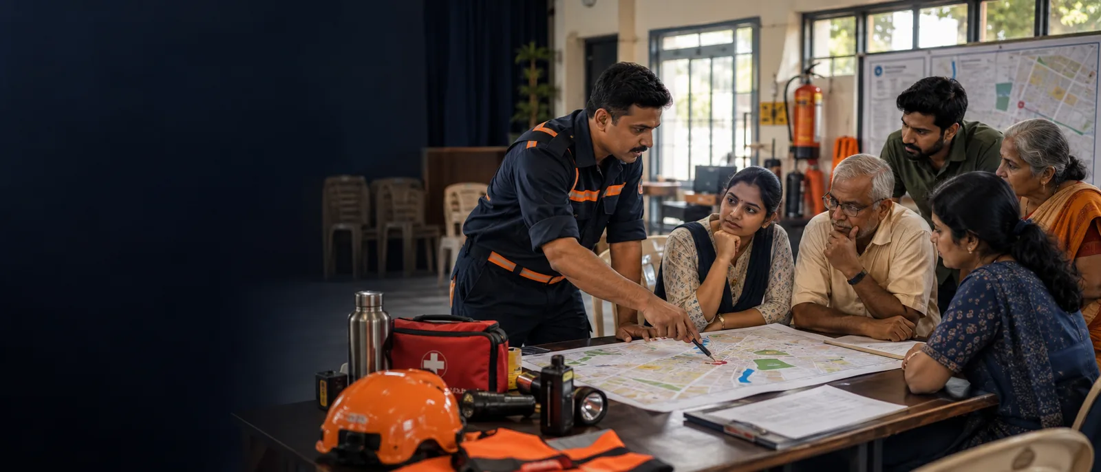 An Indian community reviewing an emergency preparedness plan