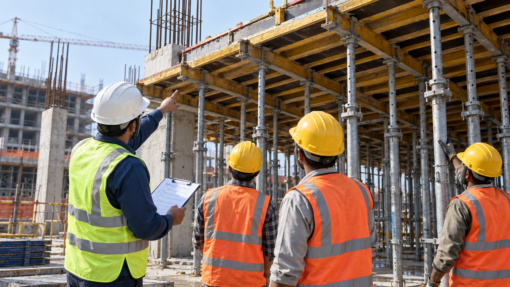 Before a concrete pour: check formwork, shores and the stop-work plan