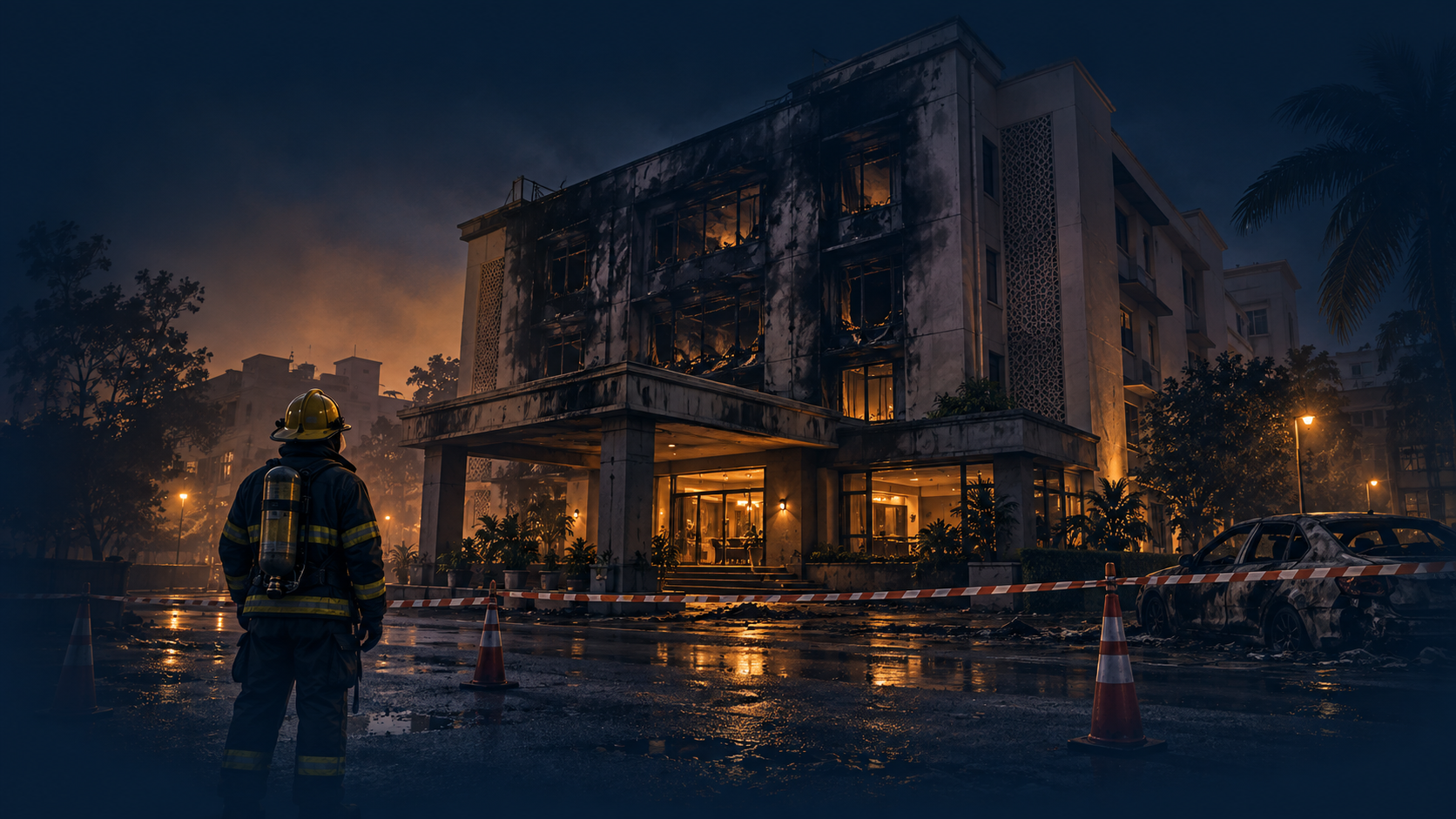 Meerut hotel fire: rescue, vehicle damage and a cause still being examined