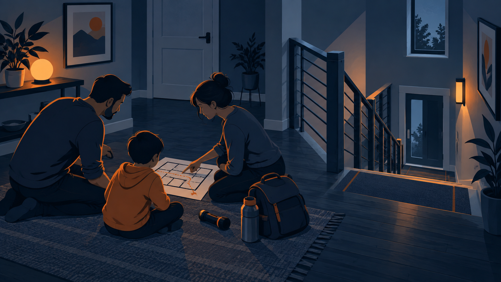 A household fire-exit plan everyone can explain
