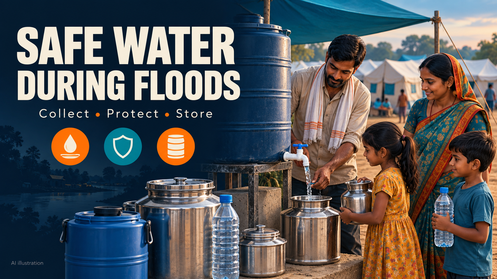 Safe water during floods: collect, protect and store every refill