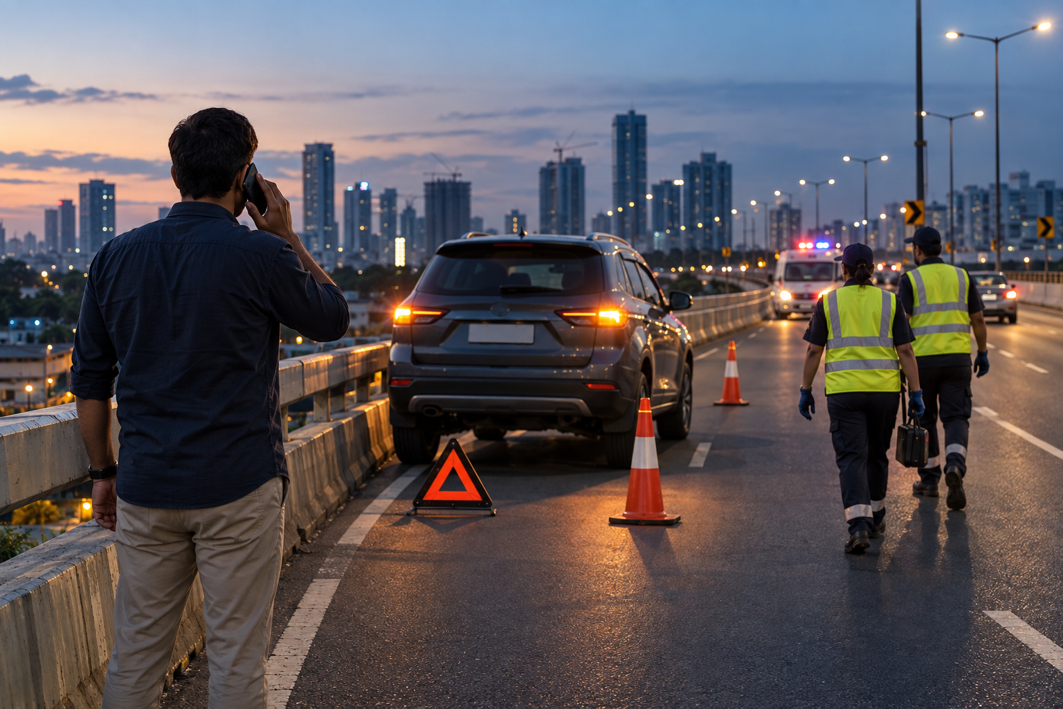 At a road crash, make the scene safe before you try to help