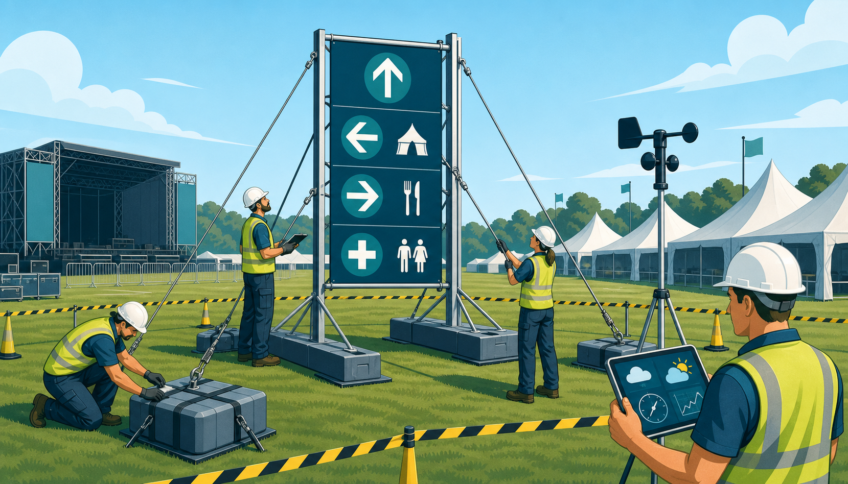 # Temporary Event Signs in Wind: A Practical Safety System