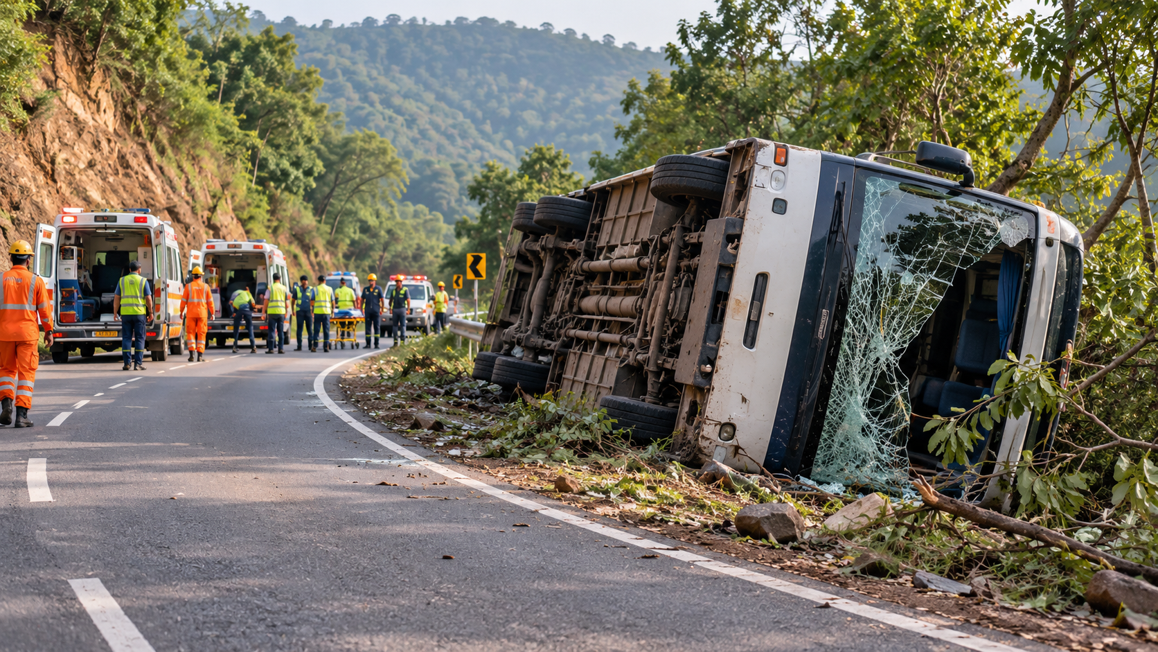 Ananthagiri Ghat bus overturn: four deaths confirmed, cause under inquiry