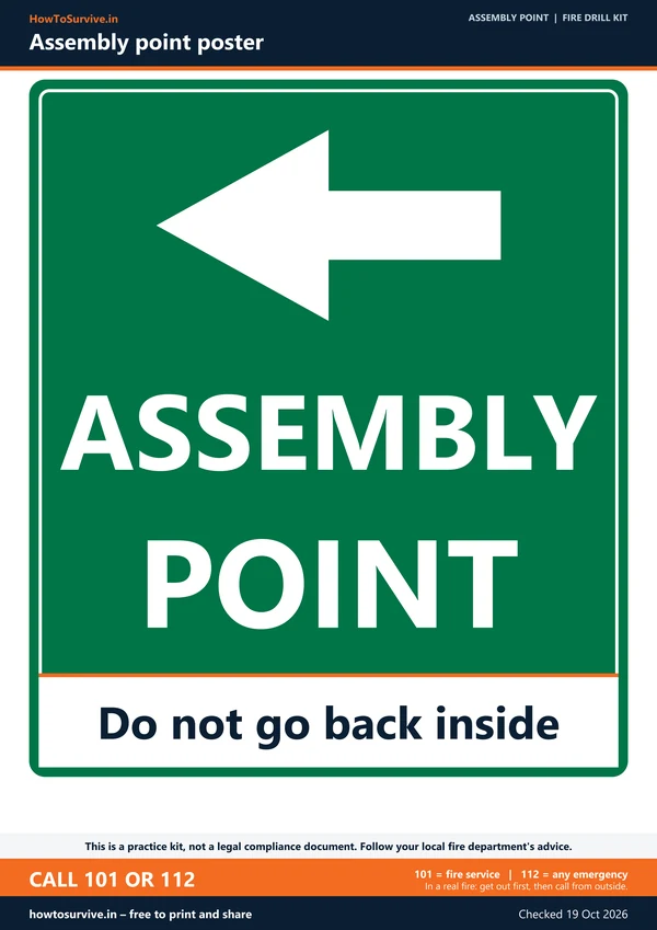 Assembly point poster, arrow left
