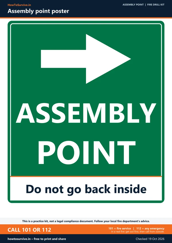 Assembly point poster, arrow right