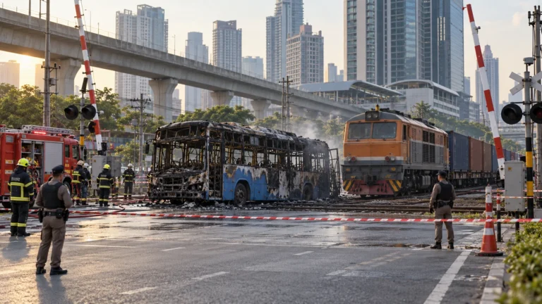 Bangkok Level Crossing Crash: Eight Killed as Freight Train Hits Bus at Makkasan; Six Indicted