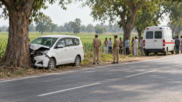 Bulandshahr Car Accident: Eeco Hits Tree Near Narora, Five of a Family Killed on Way to Belon Temple