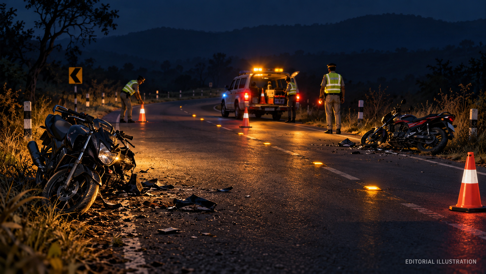 Gondia–Goregaon motorcycle collision: three reported deaths, one rider’s later condition unknown