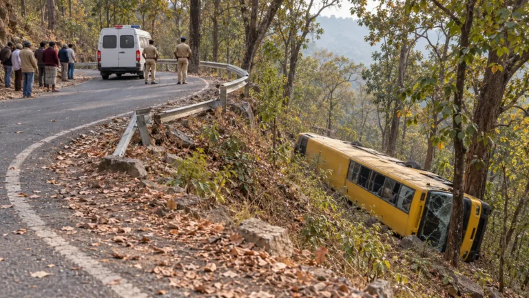 Latehar Bus Accident: Ten Killed as Overloaded Bus Overturns on Orsa Ghati Near Mahuadanr; Cause Not Officially Established