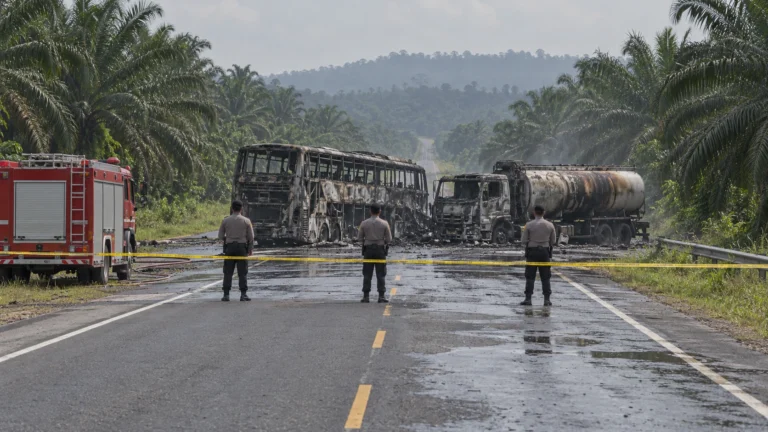 North Musi Rawas Bus-Tanker Crash, Indonesia: 19 Killed as Bus and Fuel Tanker Collide and Burn; Two Company Directors Named Suspects