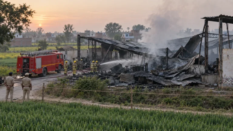 Sonipat Foam Factory Fire, Barota: Uncle and Nephew Killed, Four Injured; Cause Under Investigation